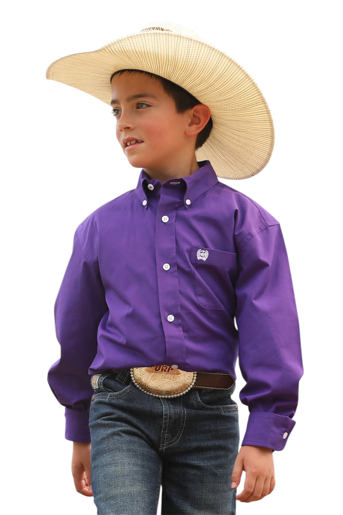 Boy's Cinch Solid Purple Shirt