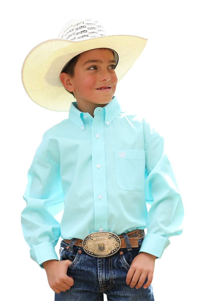 Boy's Cinch Solid Turquoise Shirt