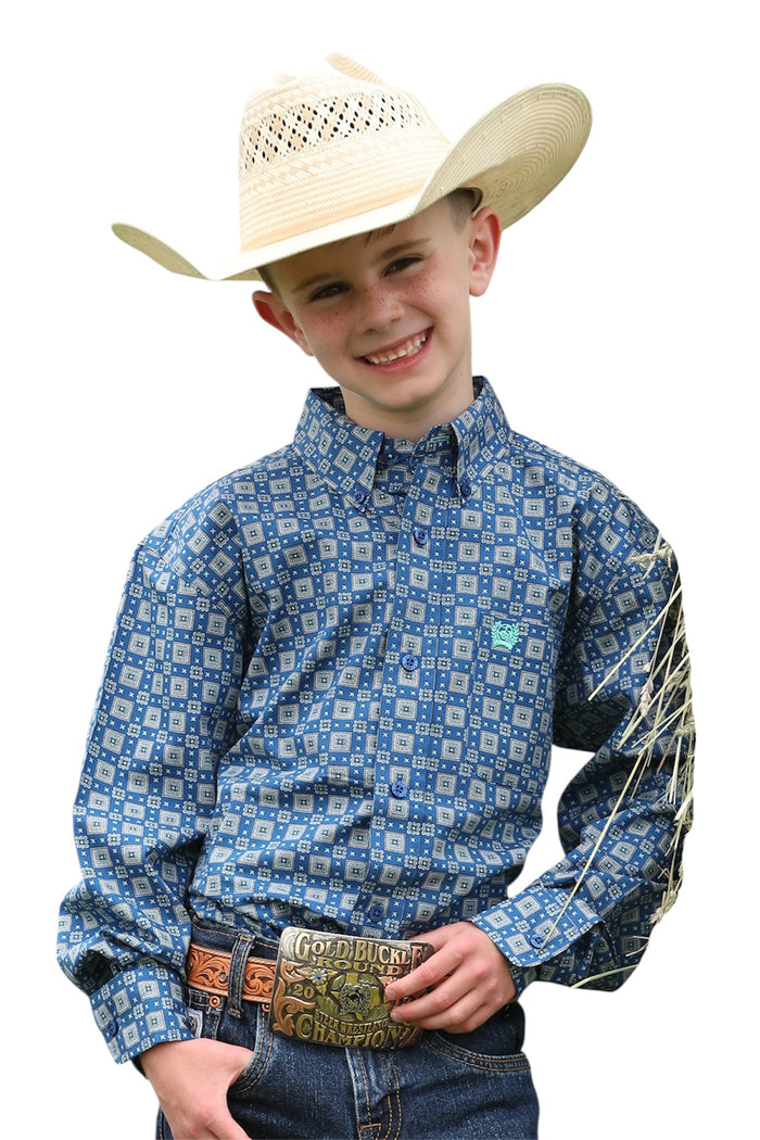 Boy's Cinch Royal Print Western Shirt