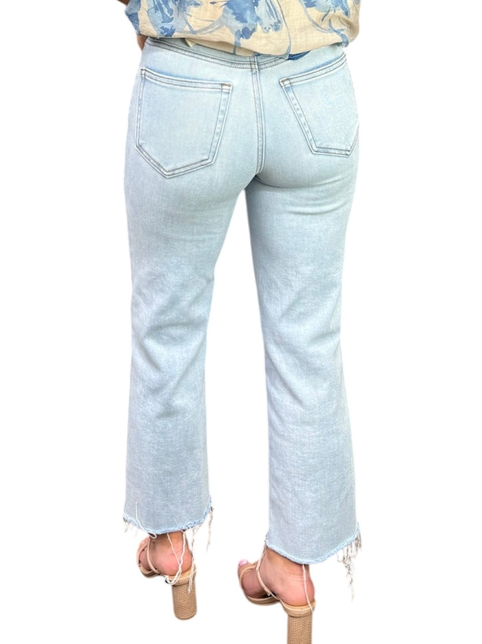 Ladies Hidden Crop Belted Jean