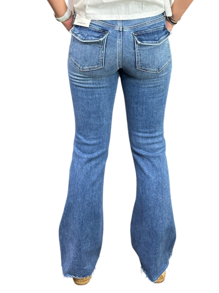 Ladies Hidden Happy Flat Patch Pockets Jeans