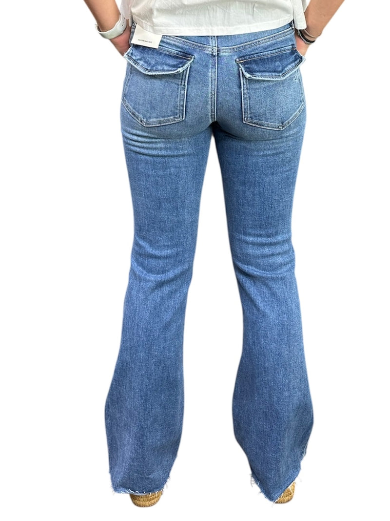 Ladies Hidden Happy Flat Patch Pockets Jeans
