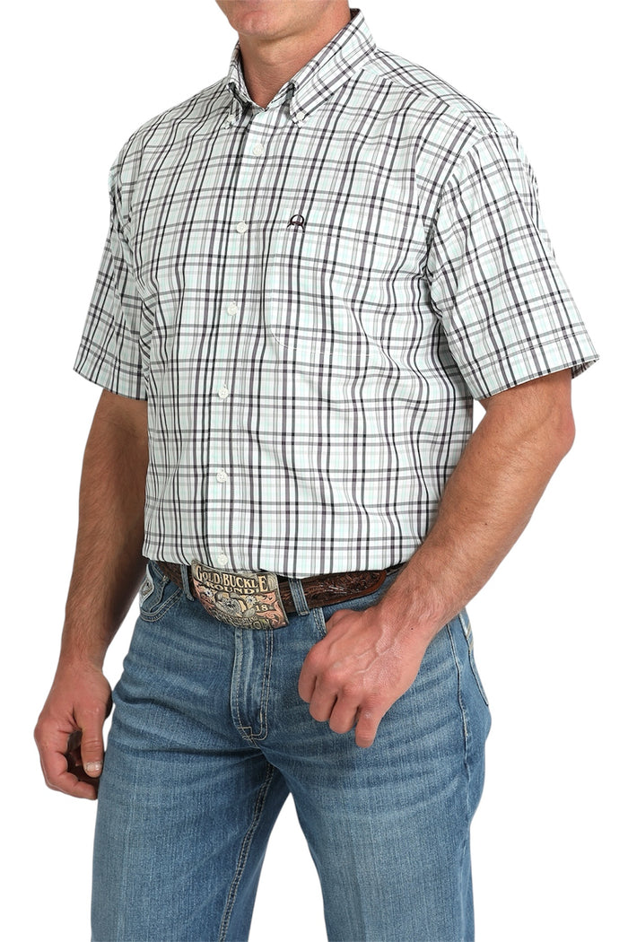 Men's Cinch Mint Plaid Arenaflex Shirt