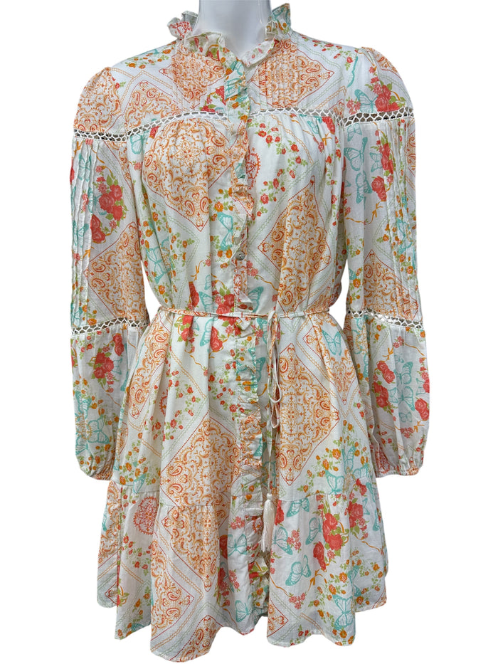 Ladies Cream Floral Dress