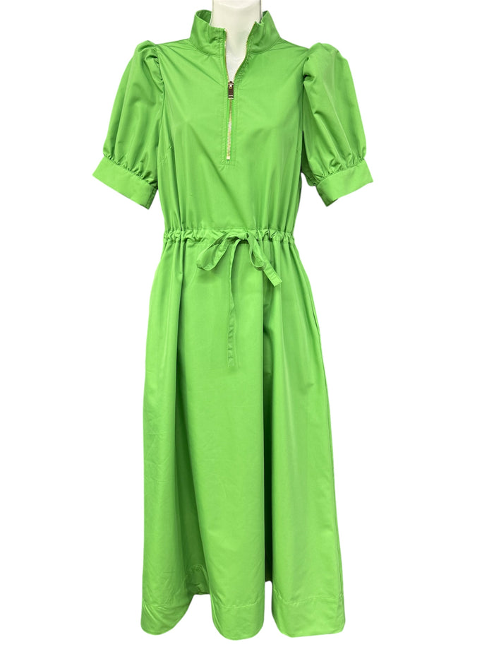 Ladies Kelly Green Midi Dress With Pockets