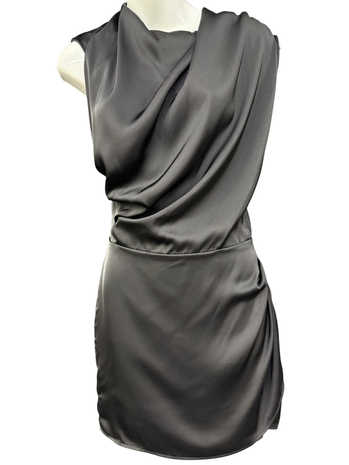 Ladies Satin Black Mini Dress