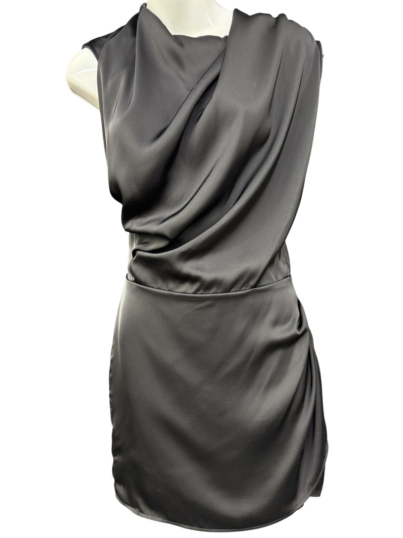 Ladies Satin Black Mini Dress
