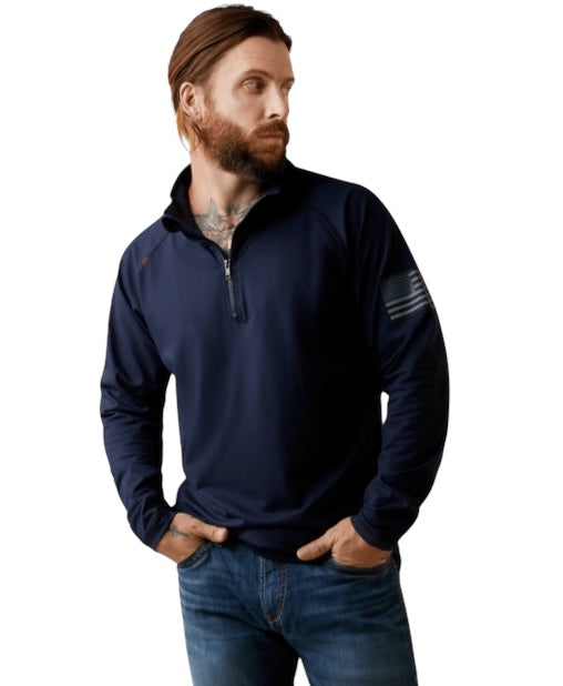 Men's AriatFR Combat Stretch Patriot 1/4 Zip Work Shirt