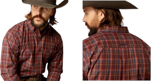 Men's Ariat Pro Series Scotty Dark Red Classic Fit Shirt