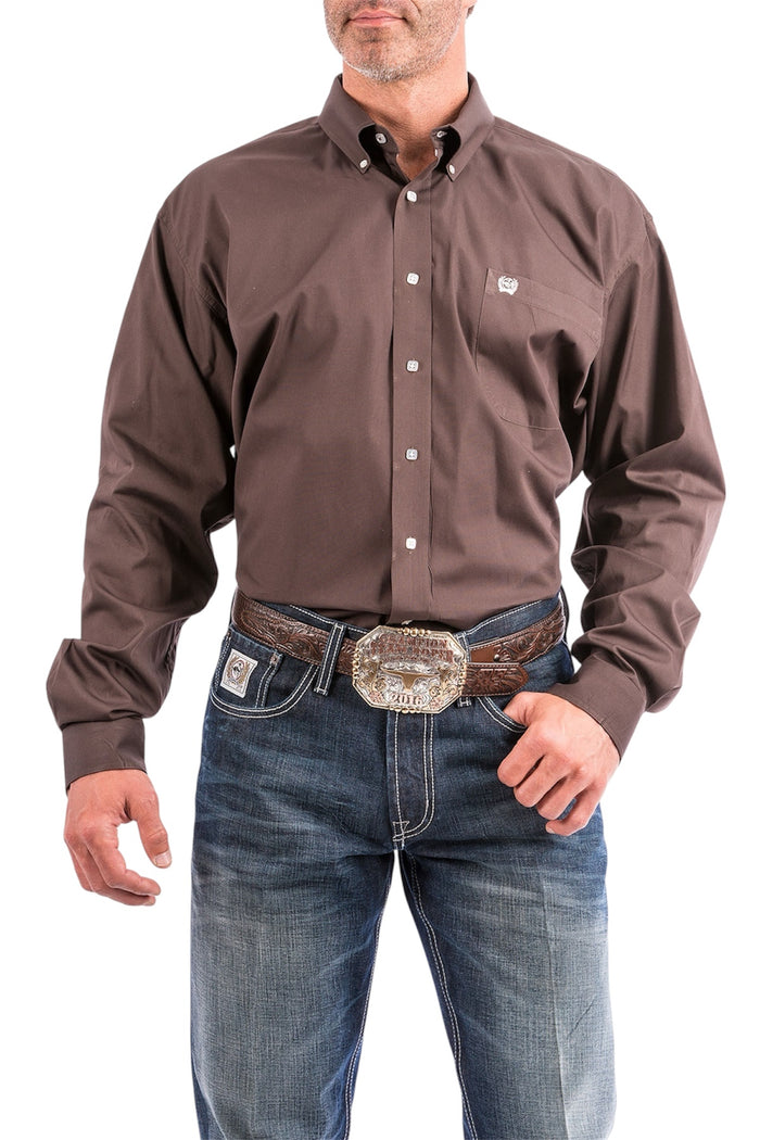 Men's Cinch Solid Chocolate Button Down Shirt