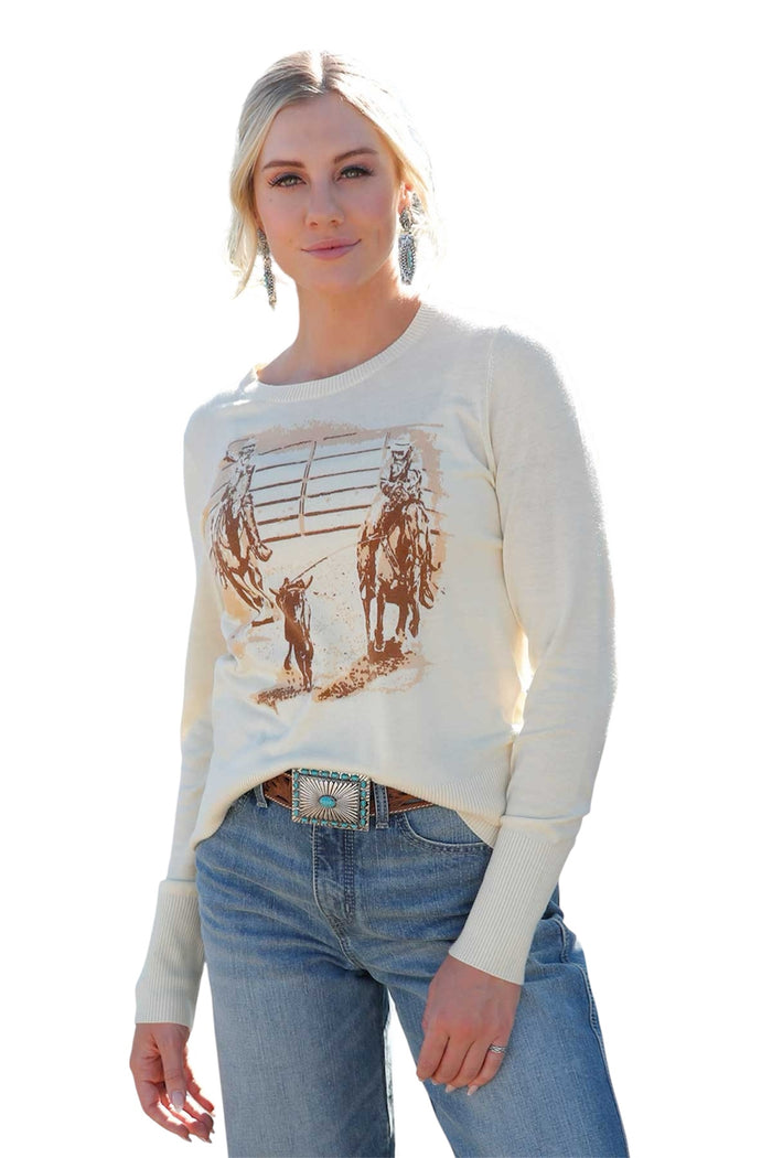 Ladies Cruel Girl Team Roping Butter Sweater