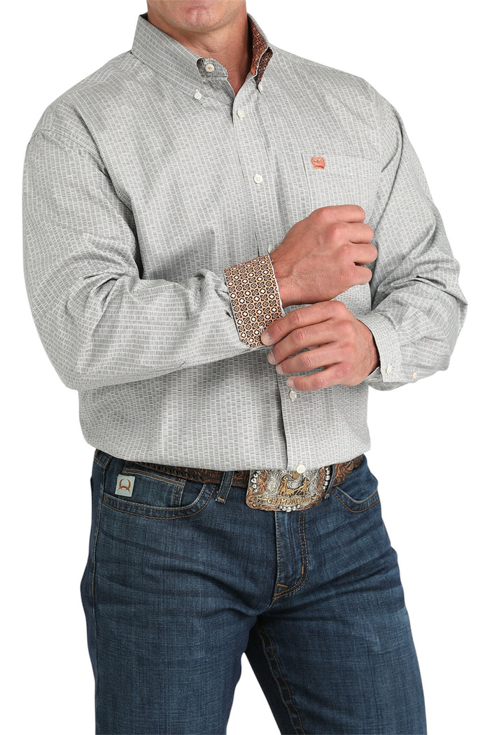Men's Cinch Cream/Gray Delicate Pattern Shirt