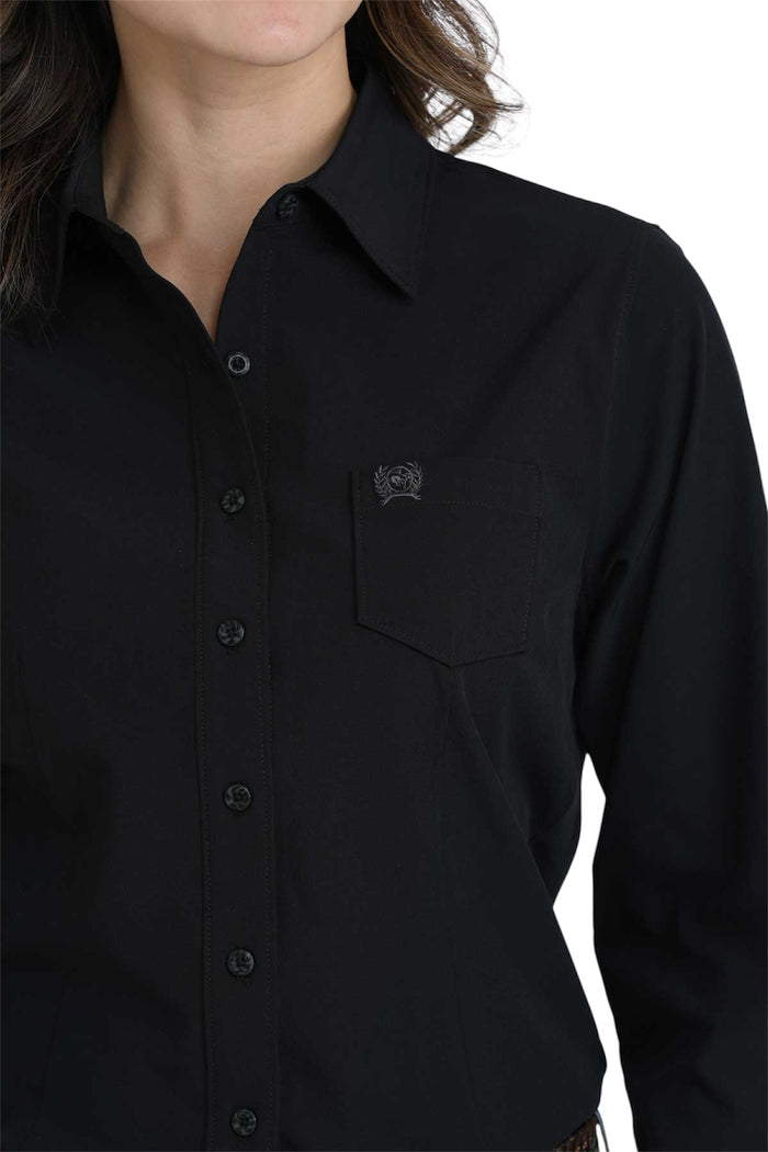 Ladies Cinch Arenaflex Tailored Black Western Shirt