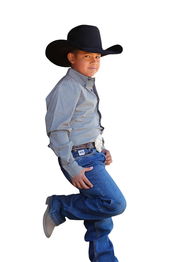 Little Boy's Cinch Teal Print Western Shirt