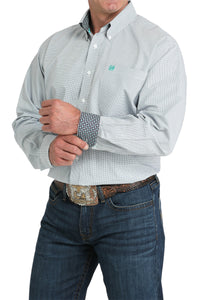 Men's Cinch Blue and White Dainty Plaid Shirt
