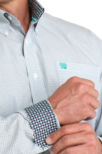 Men's Cinch Blue and White Dainty Plaid Shirt
