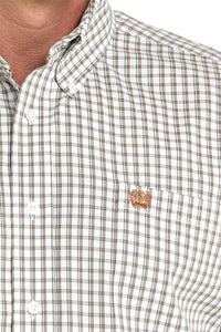 Men's Cinch Tan & Gray Plaid Shirt