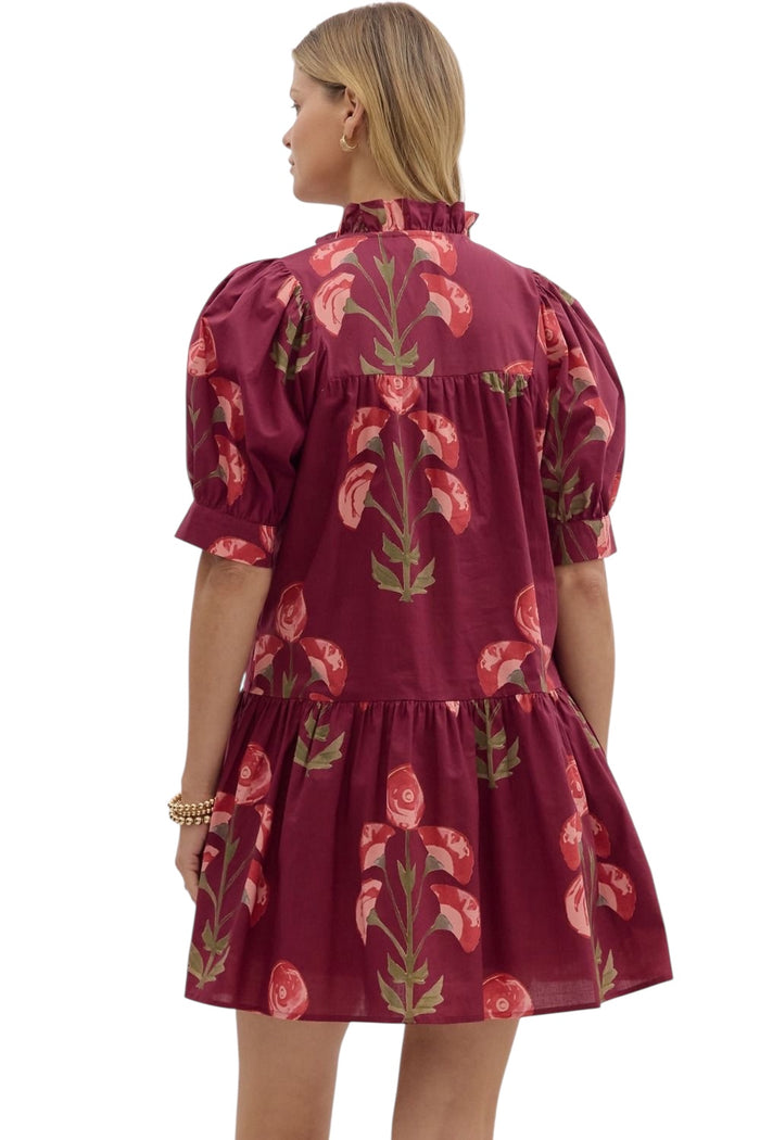 Ladies Wine Foral Dress