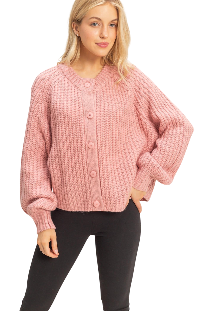 Ladies Rose Pink Knit Sweater