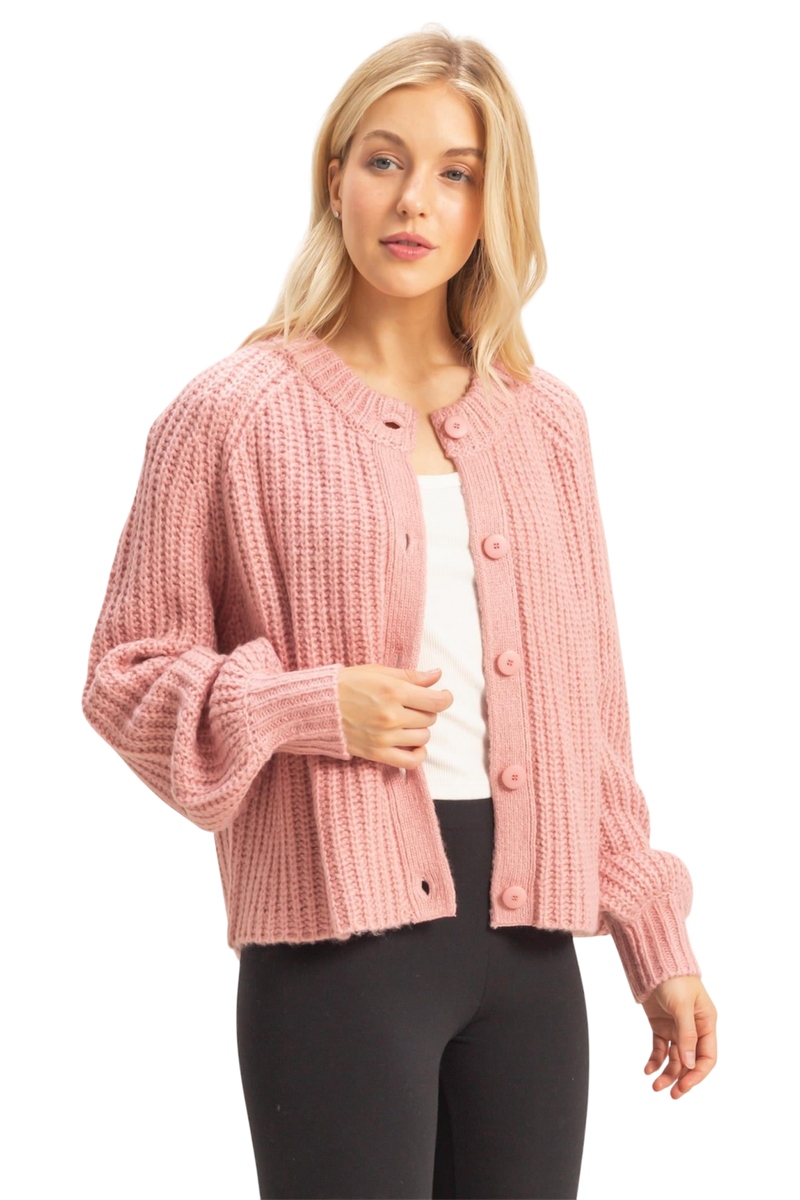 Ladies Rose Pink Knit Sweater