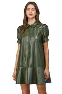 Ladies Olive Leather Dress