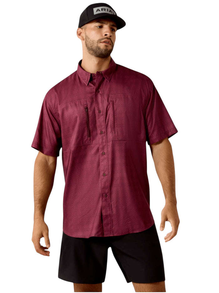 Men’s Ariat Printed Maroon VentTek Shirt