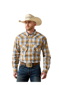 Men’s Ariat Pro Tiango Golden Brown Plaid Shirt
