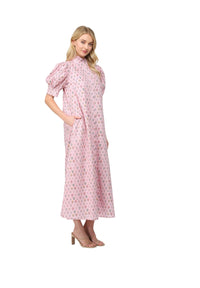 Ladies Pink Floral Midi Dress