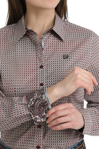 Ladies Cinch Burgundy Pattern Western Shirt