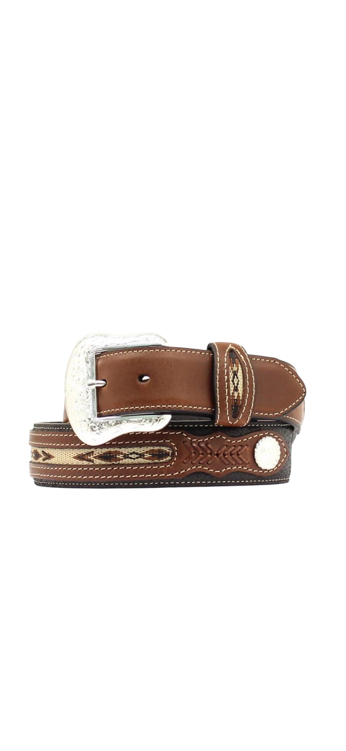 Men's Nocona Western Belt with Inlay and Conchos