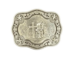 Cowboy Prayer Rectangle Belt Buckle