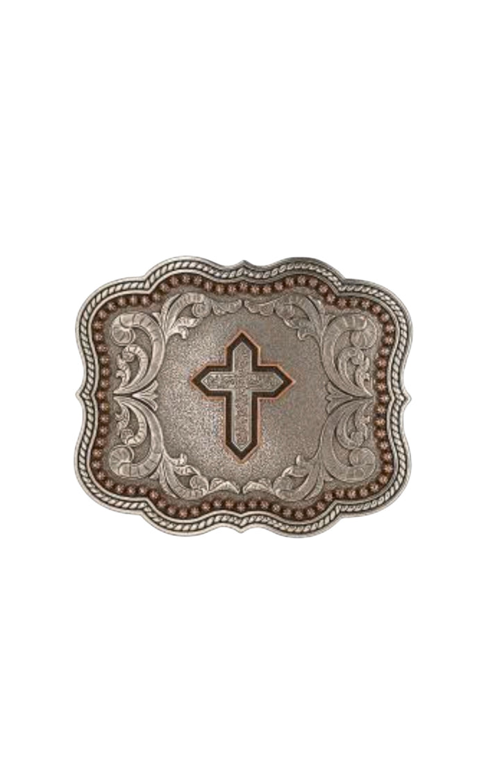 Rect Scalloped Copper Cross Buckle