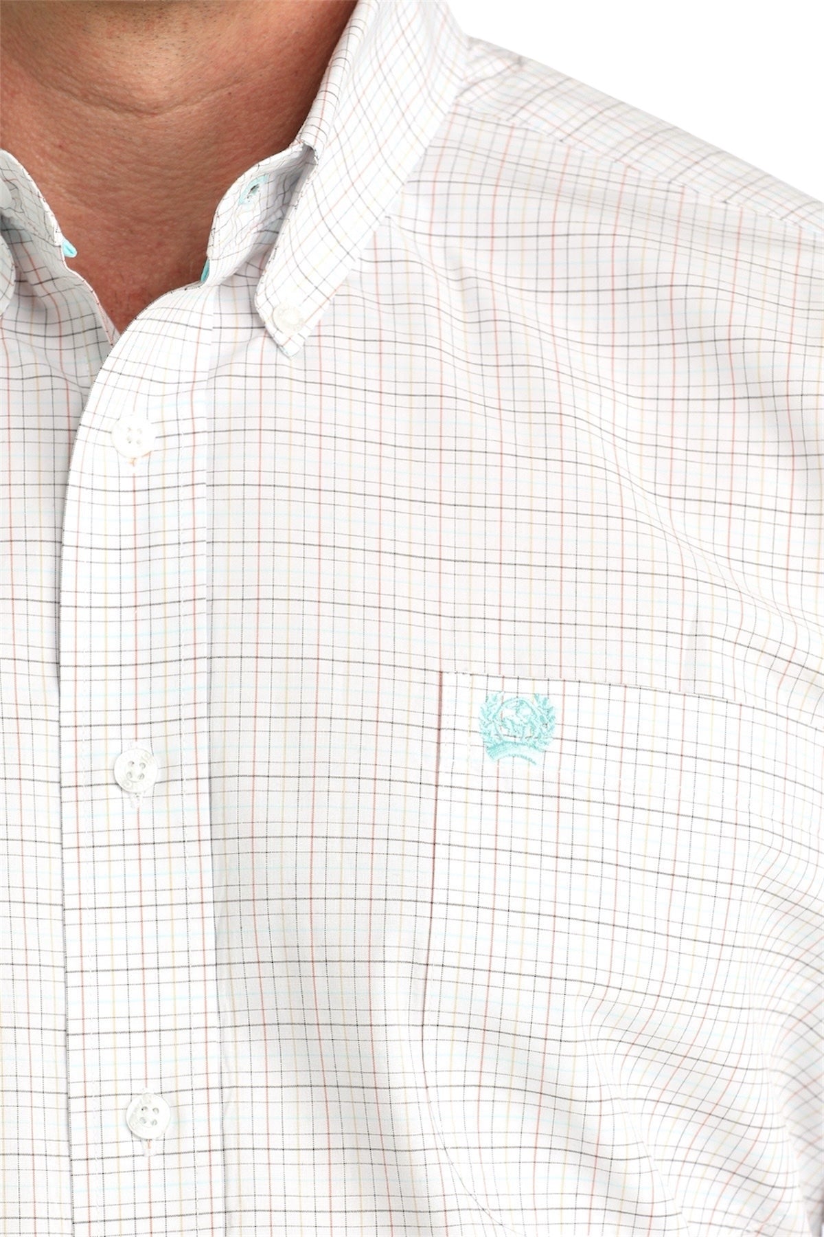 Men's Cinch White Short Sleeve Plaid Shirt
