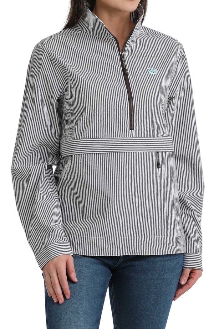 Ladies Cinch Brown Stripe 3/4 Zip