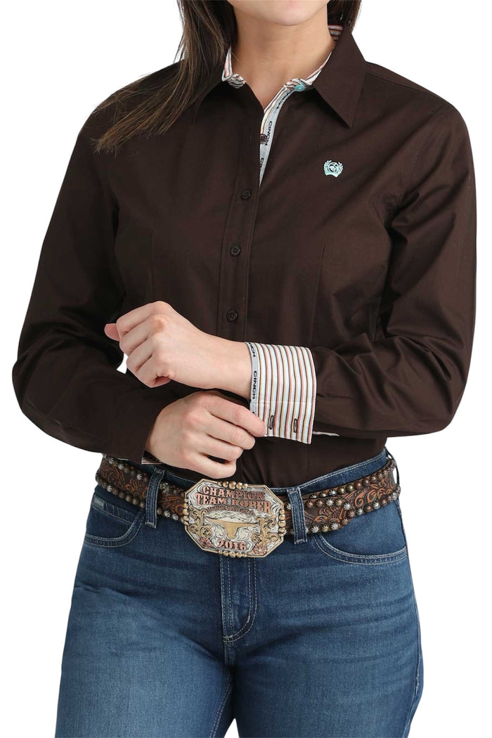 Ladies Cinch Solid Brown Western Shirt