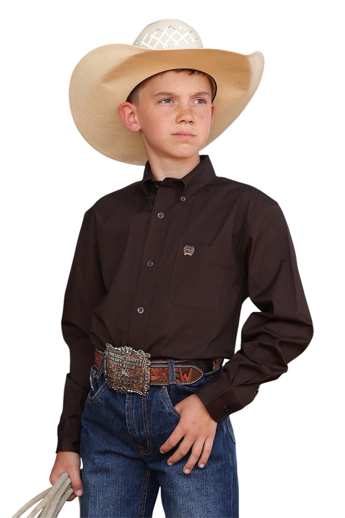 Boy's Cinch Solid Chocolate Shirt