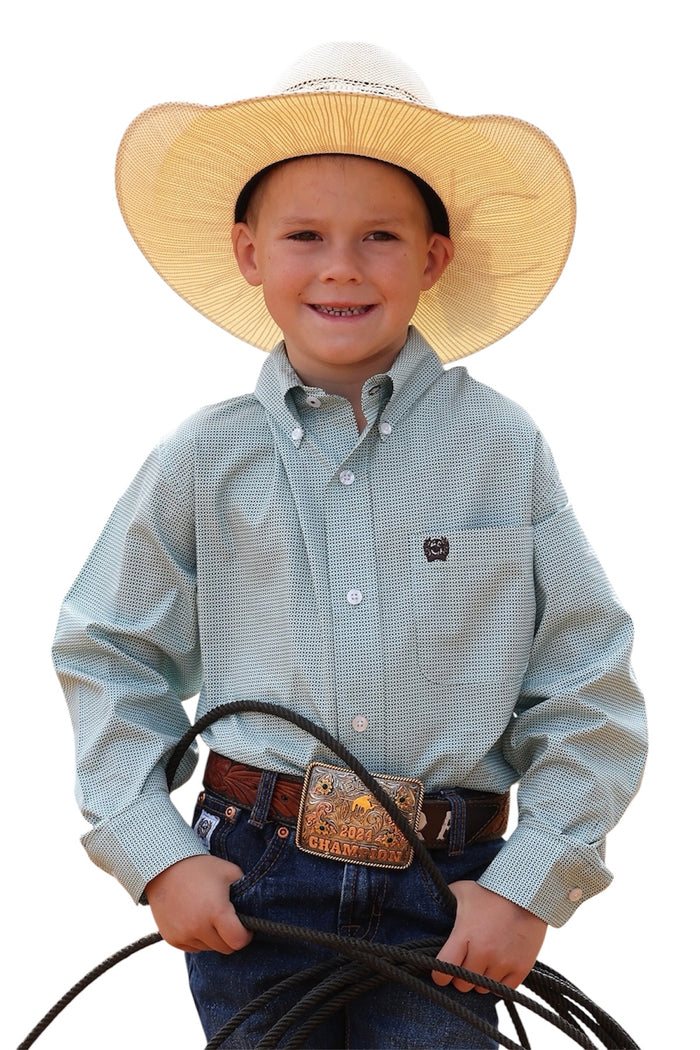Boy's Cinch Mint Pattern Shirt