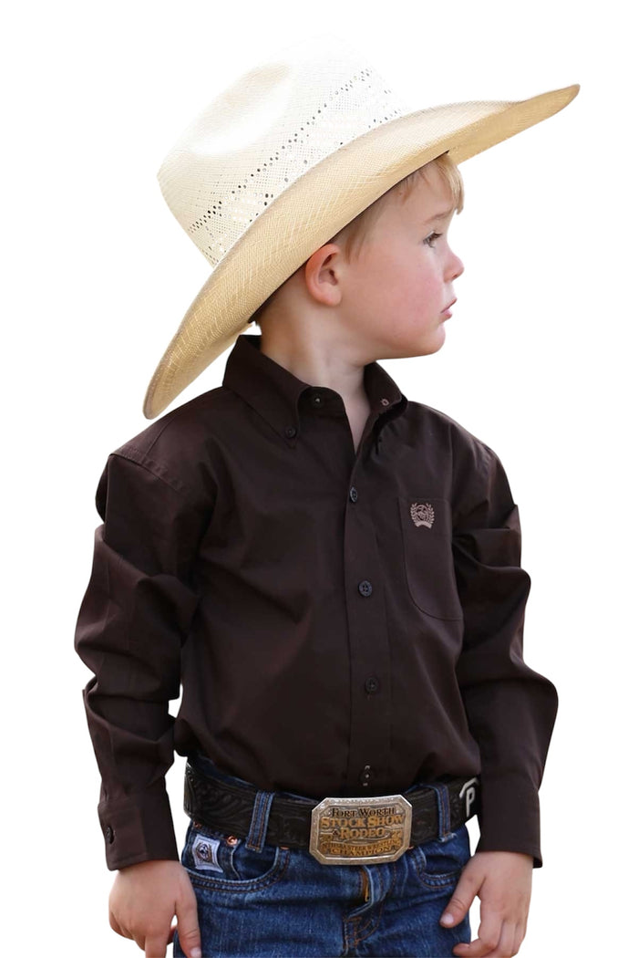 Boy's Cinch Solid Chocolate Shirt