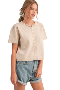 Ladies Taupe Short Sleeve Sweater