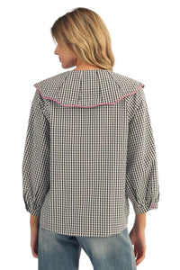 Ladies Black/White Gingham Blouse