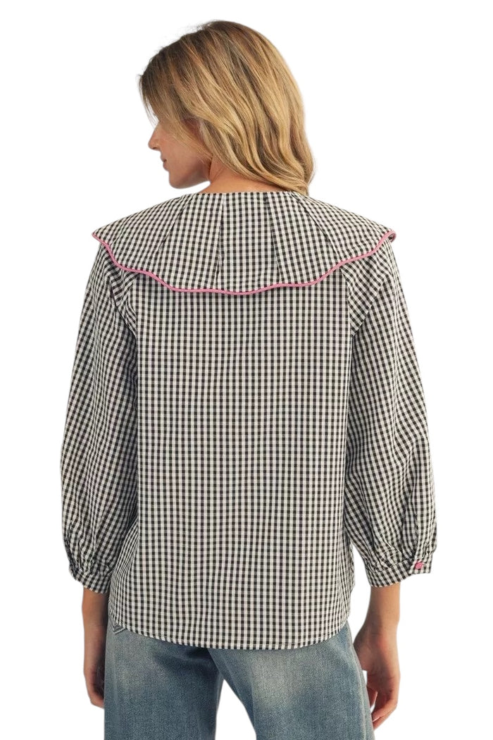Ladies Black/White Gingham Blouse