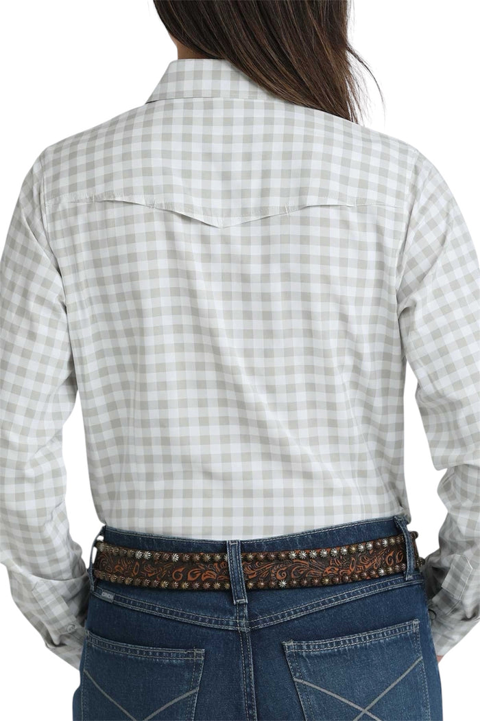 Ladies Cinch Arenaflex Grey Gingham Western Shirt