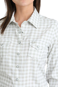 Ladies Cinch Arenaflex Grey Gingham Western Shirt