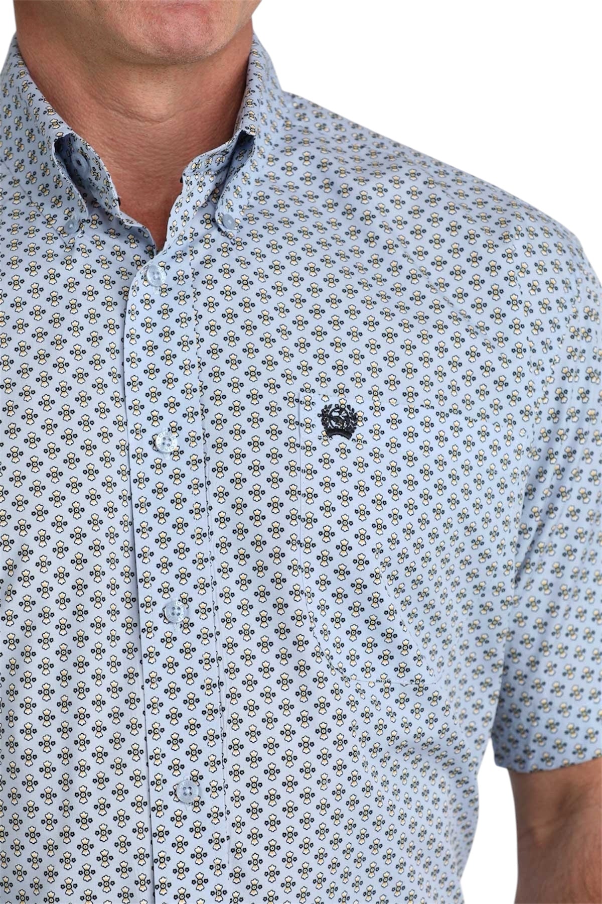 Men's Cinch Light Blue Print Short Sleeve Shirt