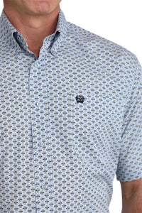 Men's Cinch Light Blue Print Short Sleeve Shirt