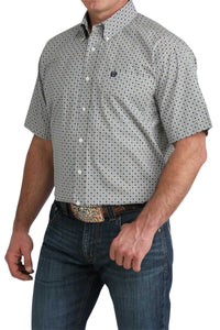 Men's Cinch Grey Print Short Sleeve Shirt