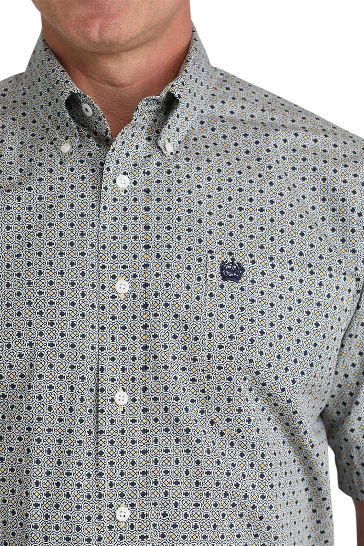 Men's Cinch Grey Print Short Sleeve Shirt