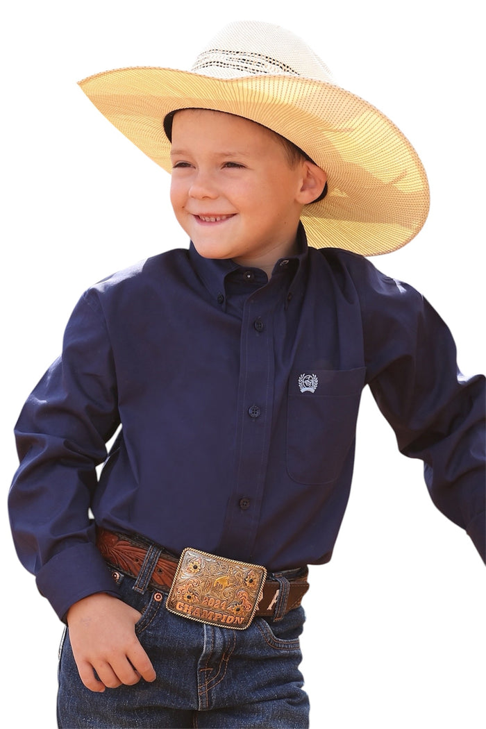 Little Boy's Cinch Solid Navy Western Shirt