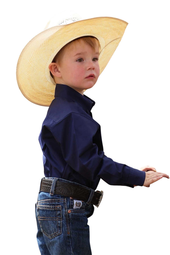Little Boy's Cinch Solid Navy Western Shirt