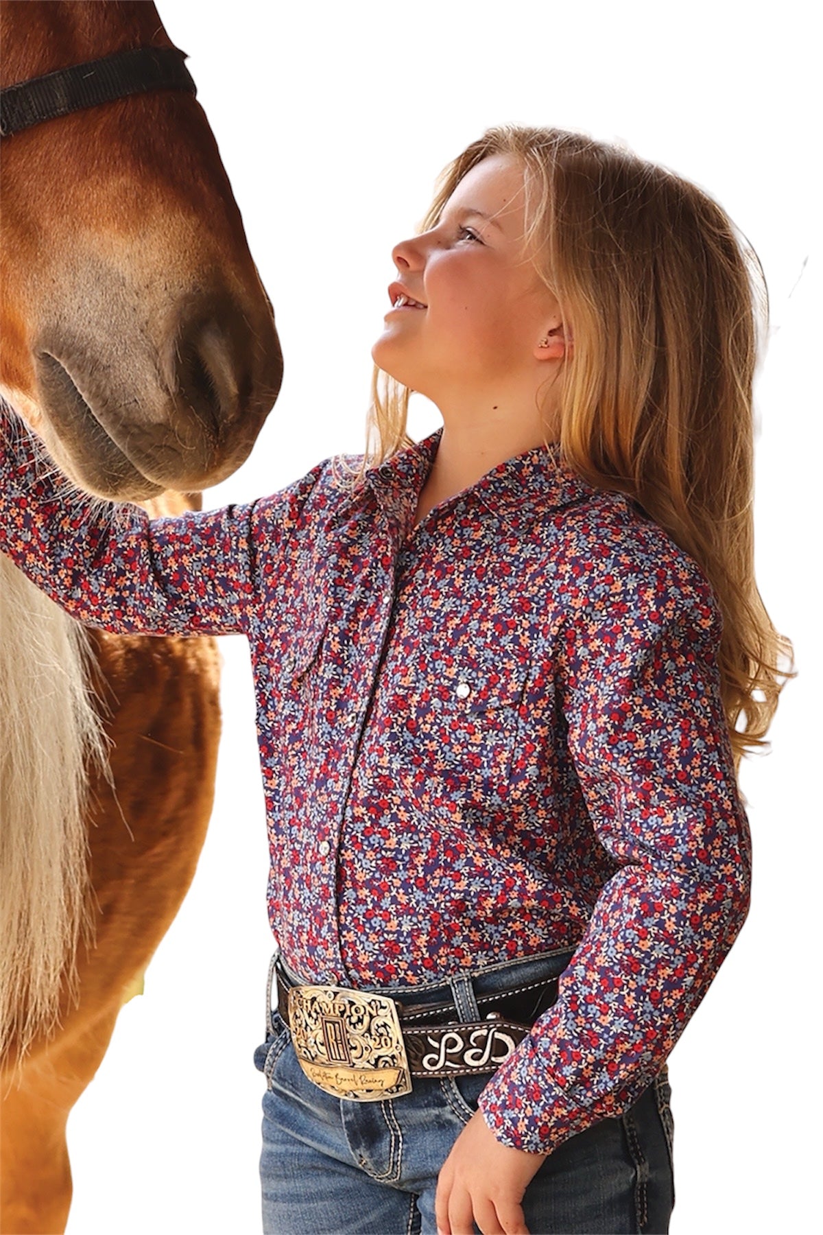 Little Girl's Cinch Floral Print Western Shirt